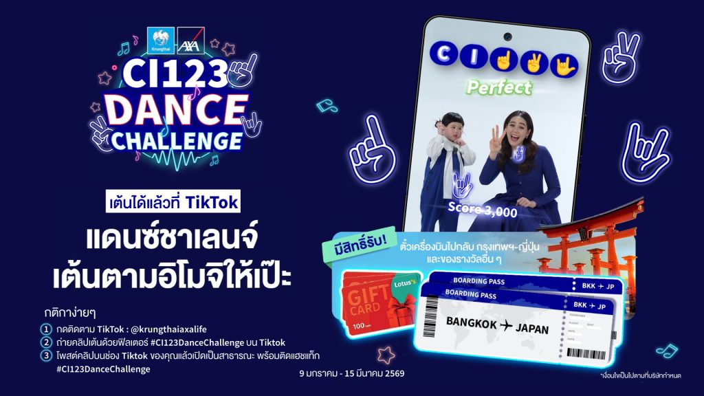 กรุงไทย-แอกซ่า ประกันชีวิต พร้อมน้องเกล และคุณชมพู่ ชวนทุกท่าน ร่วมแดนซ์กับกิจกรรม CI 123 Dance Challenge ลุ้นรางวัลใหญ่บินลัดฟ้าสู่ญี่ปุ่น